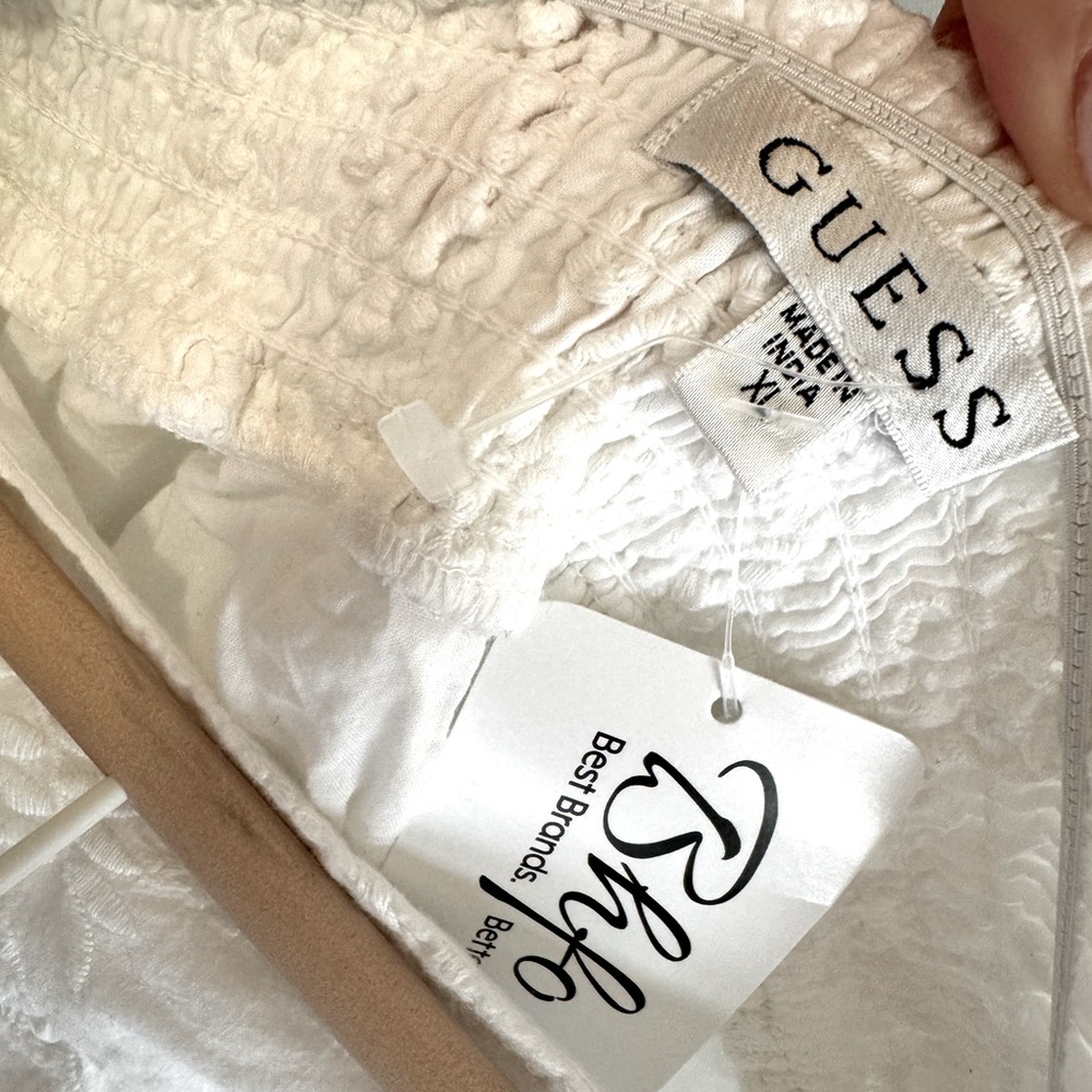 NWT Guess White eyelet lace Skirt xl mini ruffle cotton - Picture 5 of 6
